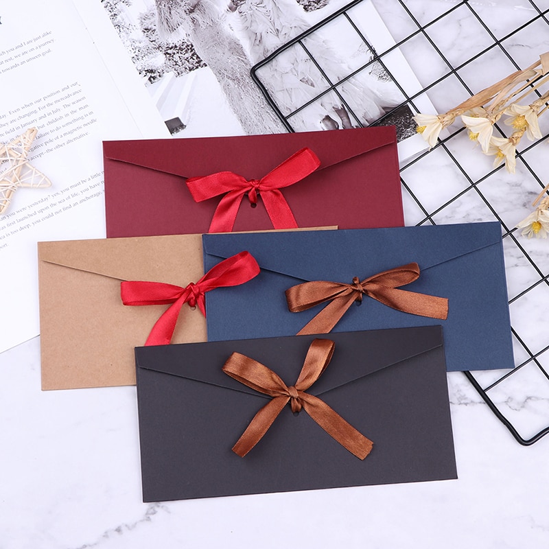 1 ud. 22*11cm Sobres de papel de perla de lazo clásico para boda sobre de invitación sobre de 4 colores