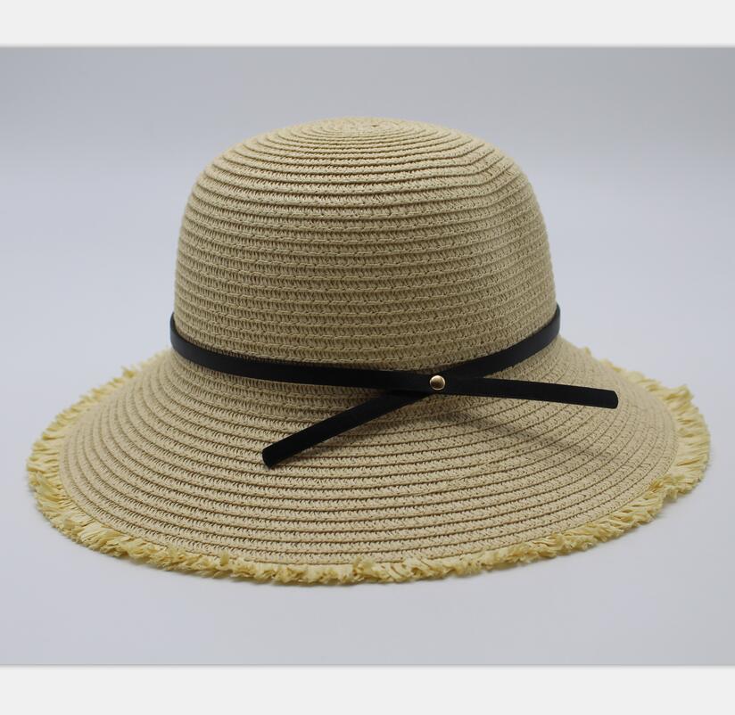 De zomer zon schipper panama hoed met Brede Rand hoed stijl voor Vrouwen, stro, strohoeden en Uv-bescherming Eenvoudige elegante hoed: 2