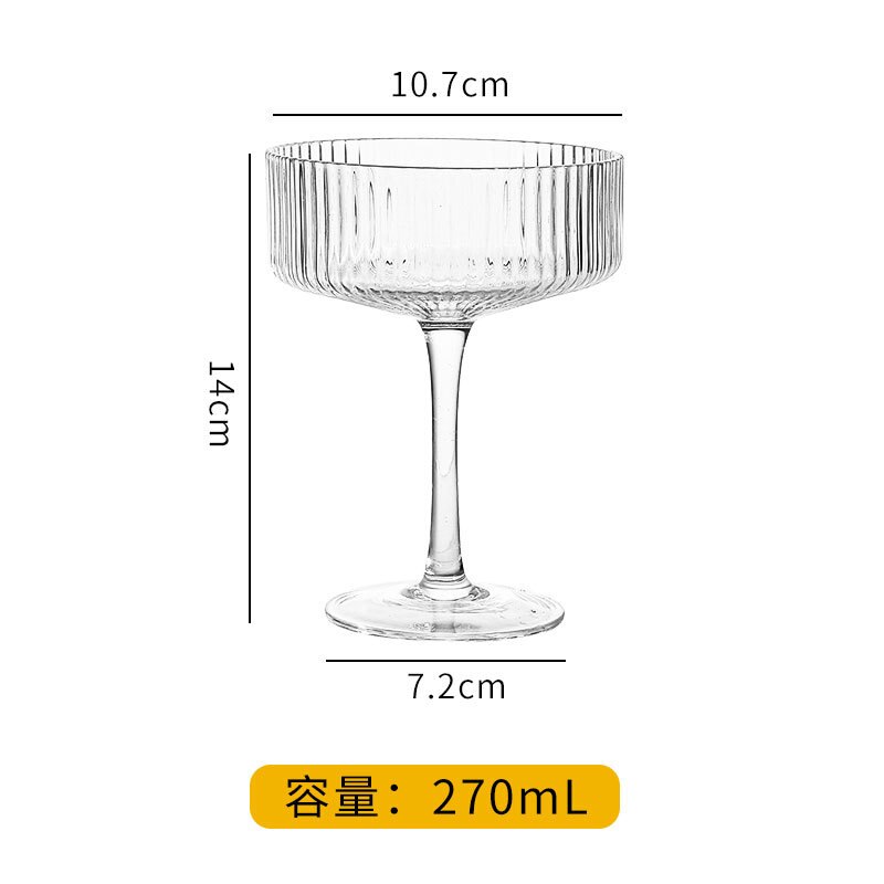 Gestreepte Cocktail Glas, Creatieve Persoonlijkheid Martini /Margarita Glas, Bar Wijn Glas, Beker: Transparent 270ml