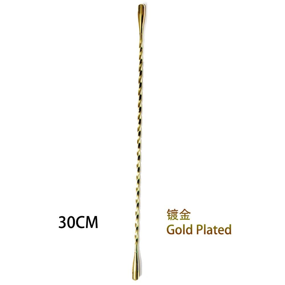 30cm Double Teardrop Stirrer Swizzle Stick 304 Stainless Steel Twisted Mixing Stirrer Bar Tool: 30cm Gold Plated