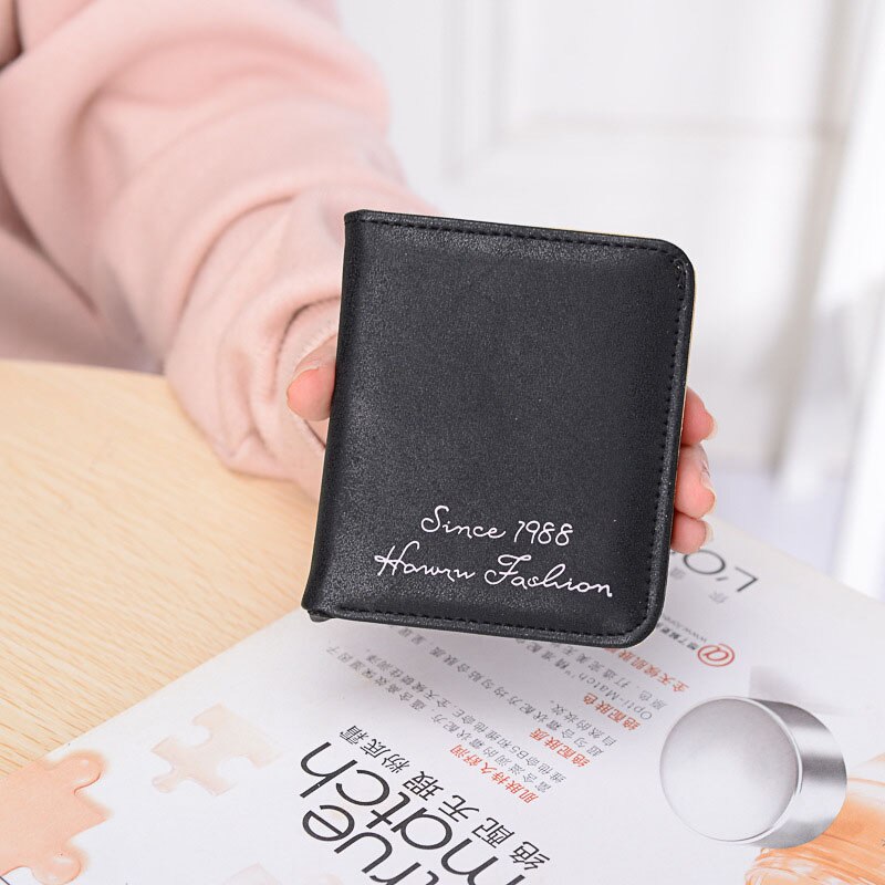 Korean Small Girl Mini Wallet Purse PU Leather Slim Female Wallets Change Purse Girls Mini Coin Purses Card Holder: Black