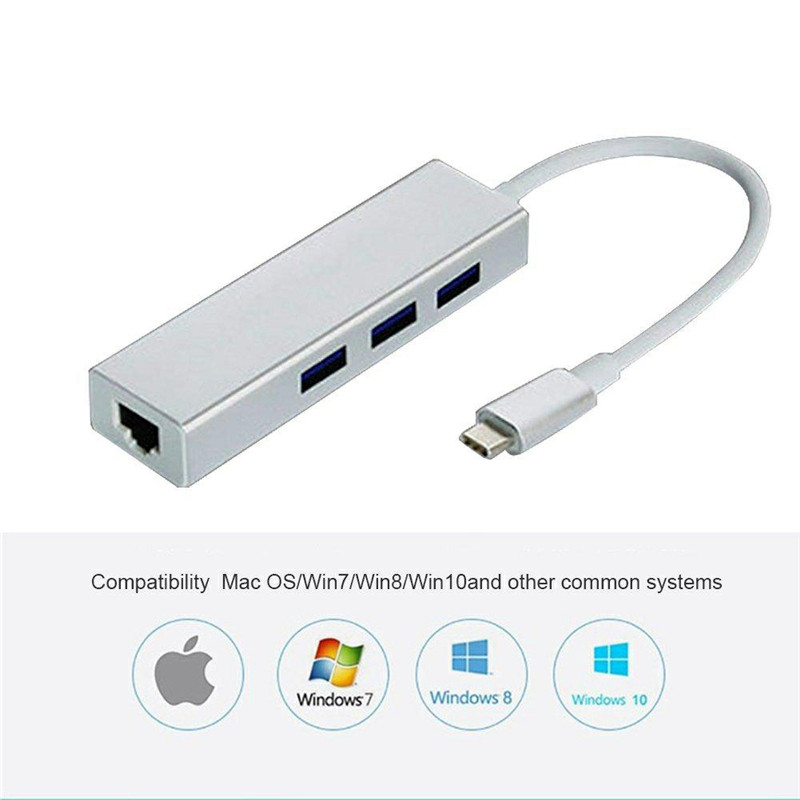 Basix Usb C Hub Usb C Ethernet Adapter Naar Ethernet 1000Mbps RJ45 Lan Adapter USB-C Netwerkkaart Gigabit Internet voor Macbook Pro