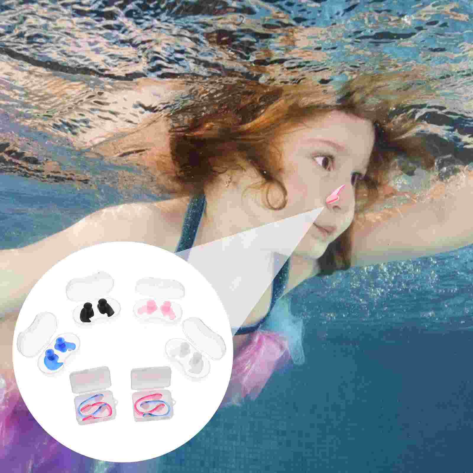 4 Sets Waterproof Swimming Silicone Nasal Splints Ear Plugs Swim Earplugs