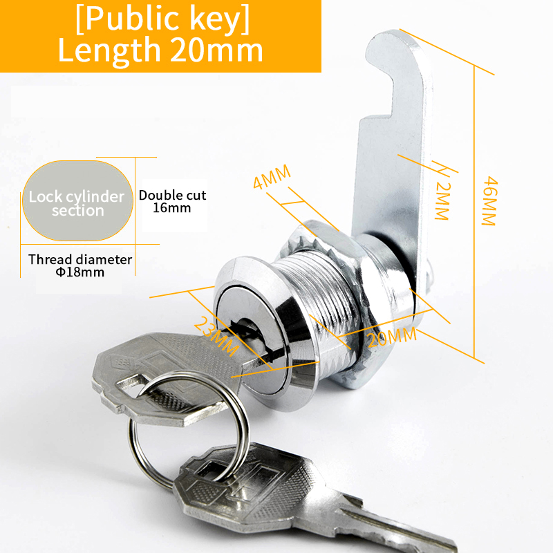 Juego de 5 cerraduras de seguridad con cilindro de Metal, cerradura de leva con llaves, buzón de seguridad, cajón de cerradura de 16mm/20MM/25MM/30MM: Negro