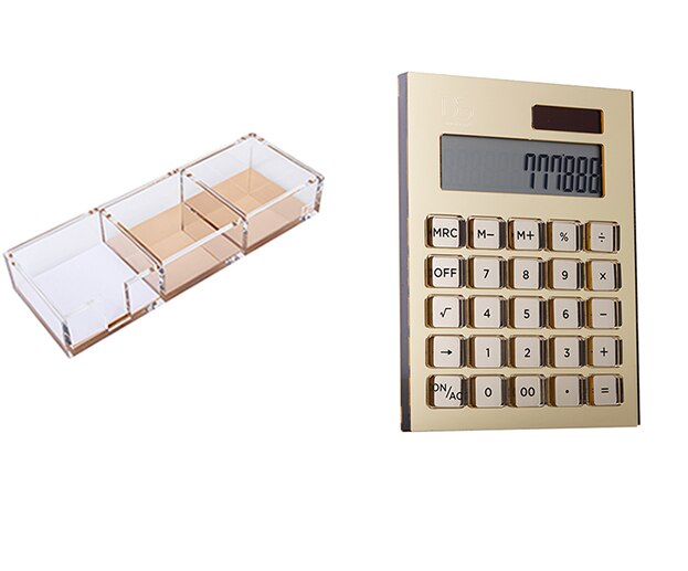 Acryl Bureau Organizer Met Notepad Acryl Zonne-energie Calculator