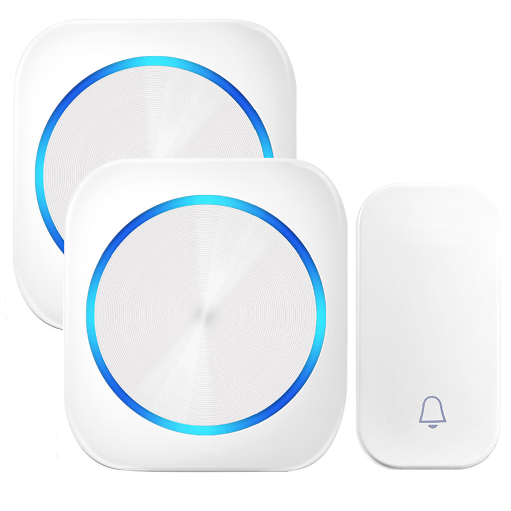 Self Powered Wireless Waterproof DoorBell Door Bell Night Light No Battery Smart Home 1/2 Button 1/2 Receiver EU Plug: white M688-12 EU