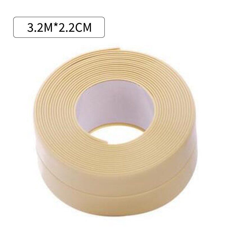 Bathroom Stickers Shower Sink Bath Sealing Strip Tape White PVC Self adhesive Waterproof Wall Sticker for Bathroom Kitchen: 2.2cm beige