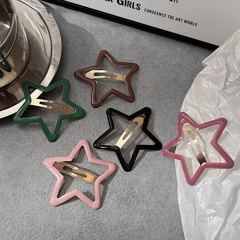 Große Stern-Haarspangen für Frauen, Mädchen, freundlicher, Y2K, süßes süßes Mädchen, bunte fünfeckige Haarnadel, BB-Clip, Kopfbedeckung, Zubehör, ,: verrotten