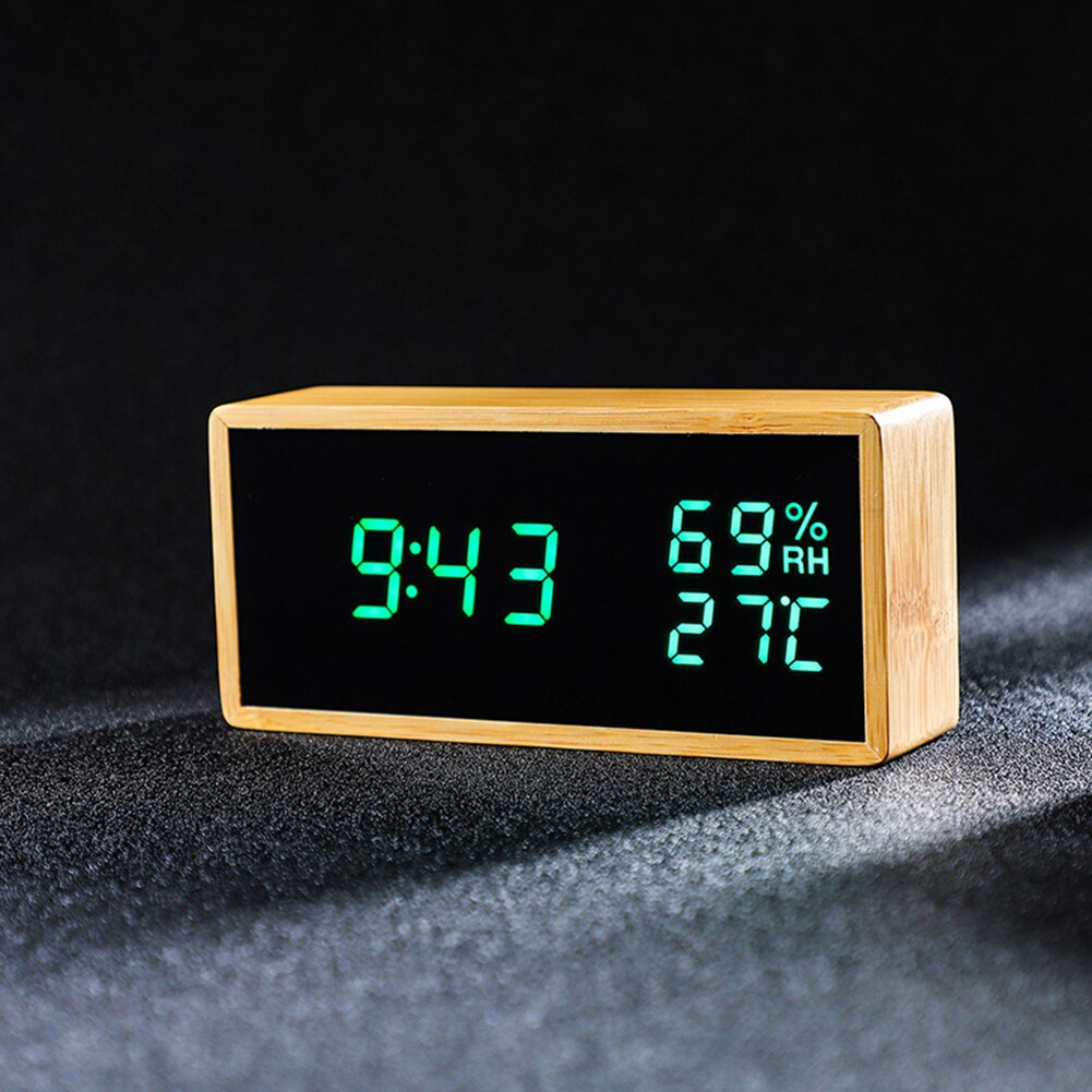 Rechargeable Alarm Clock Temperature Humidity Monitor Table Alarm Clocks Sound Control Snooze LED Digital Clocks Desktop Clocks