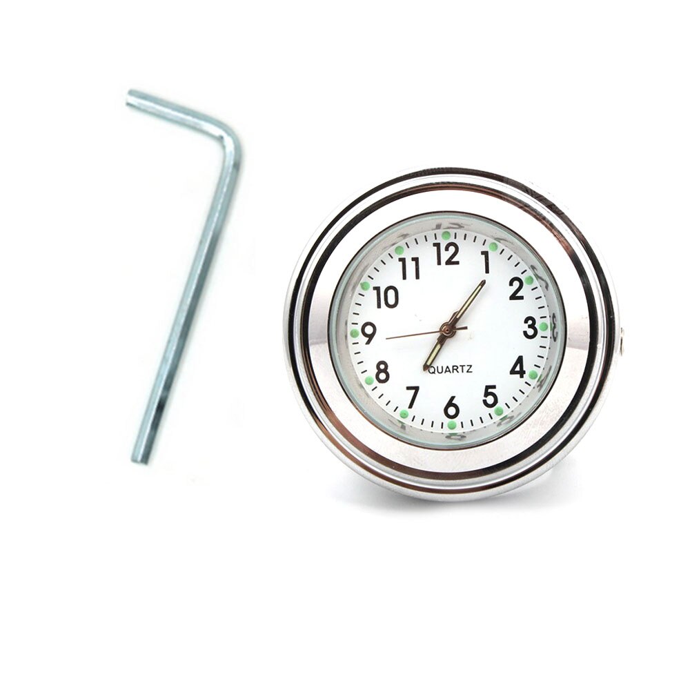 Universele Waterdichte 7/8 "Motorcycle Stuur 22-25mm Mount Temp Thermometer Klok Moto Horloge voor Harley Motorfietsen Accessoires: Clock-white
