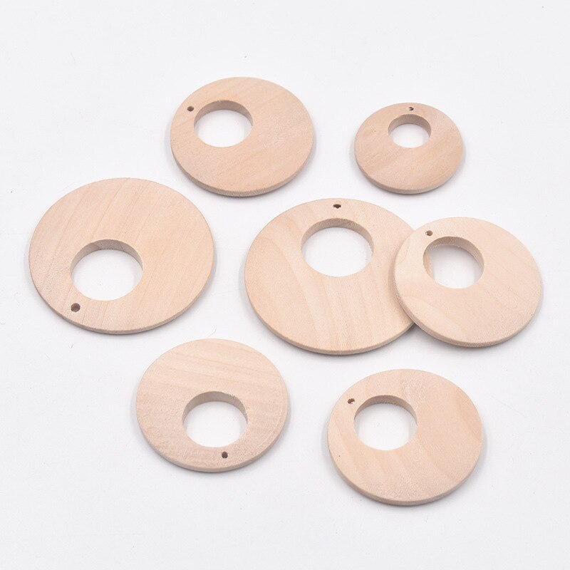 Natural Wood Geometric Round Earring Pendant DIY Jewelry Making Crafts Handmade Earring Accessaries 30mm/40mm/50mm