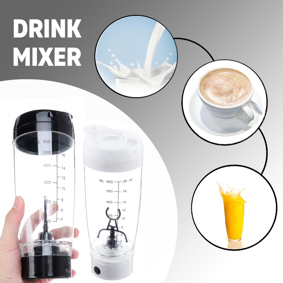 Elektrisk automatisk kaffe protein mælk blender kop shaker hjem rejse usb genopladelig juice blender 600ml
