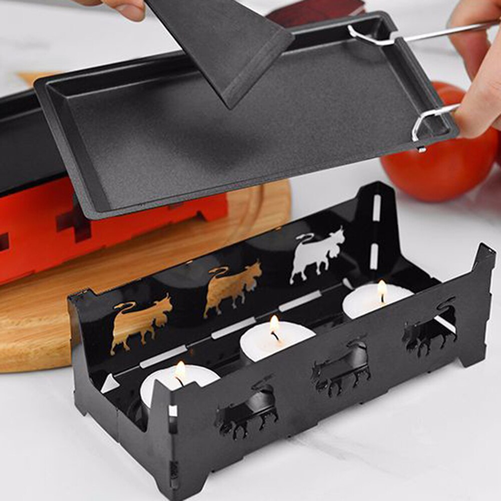 Portable Non-Stick Metal Cheese Raclette Oven Grill Plate Rotaster Baking Tray Stove Set Home Kitchen Baking Tool