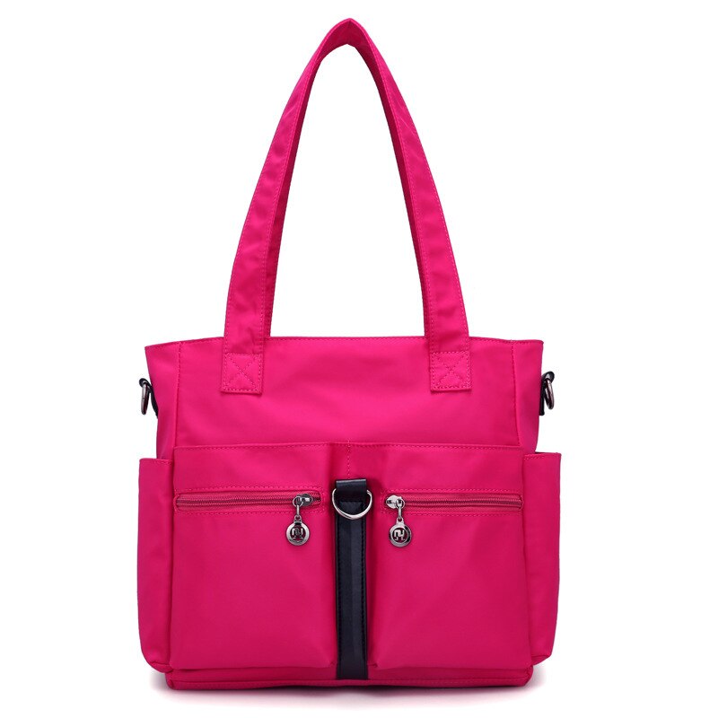 Canvas Tas Vrouwen Schouder Nylon Oxford Doek Women's Bag Hand Schoudertas Grote Zak Grote Capaciteit Luiertas: Roze