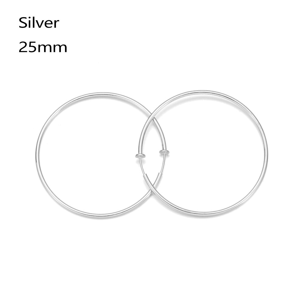 1 Pair Women Large Circle Round Hoop Earrings Hyperbole Baby Femme Letter Earrings Punk Dangle Hip-hop Jewelry: 25mm	silver