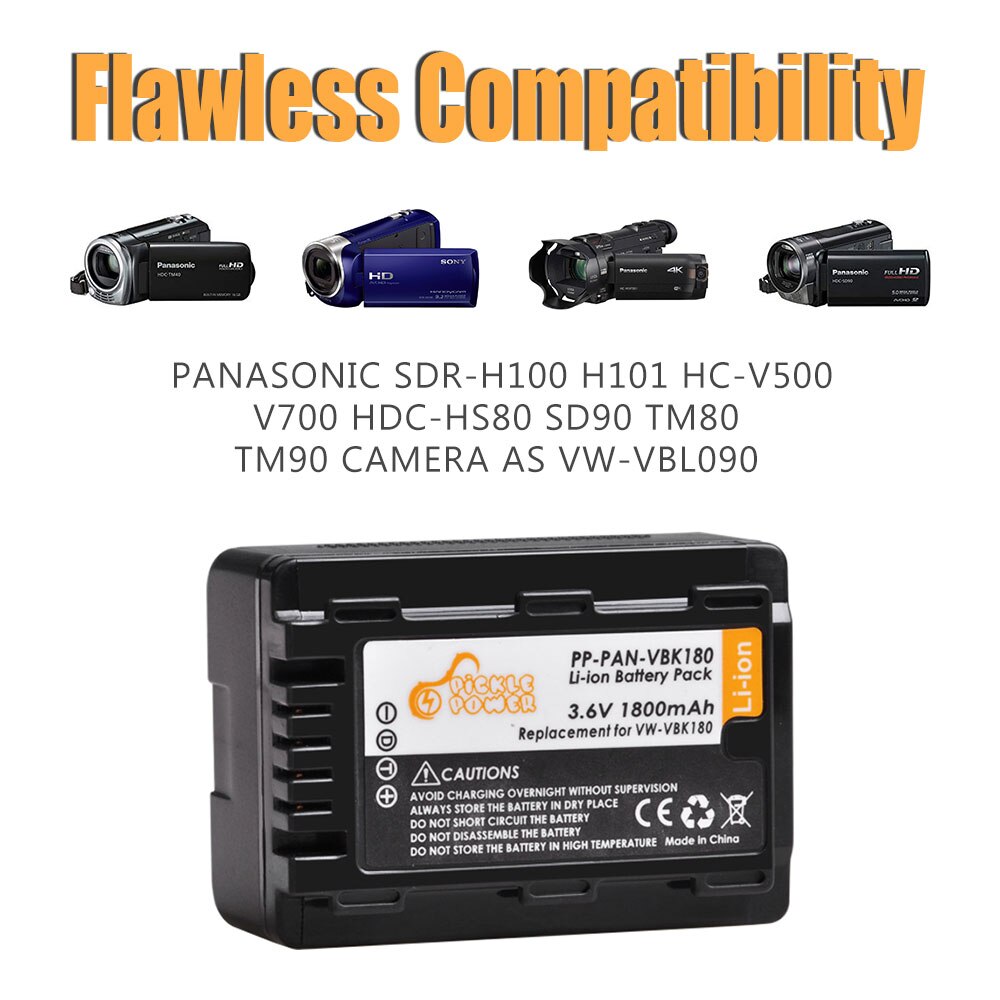 Vw-vbk 180 vbk 180 batteri + lcd-lader til panasonic hc -v10k v100 v100k hdc -hs60 sd60 hs60k sd66 hs80 sd80 hs80k sdr -h85 tm45.