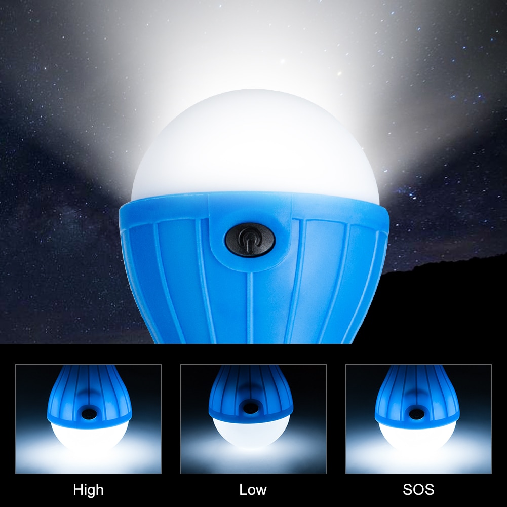 Lámpara LED colgante para tienda de campaña pilas AAA, bombilla con mosquetón de emergencia para exteriores, lámpara de ahorro energético para senderismo