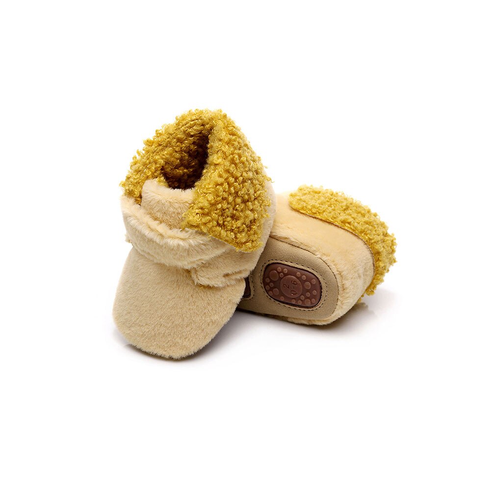 Baby kinderen winter bont wieg schoenen zachte zool pluche gevoerde pantoffels peuter eerste loopschoenen antislip bodems warme schoenen: 1 / 11