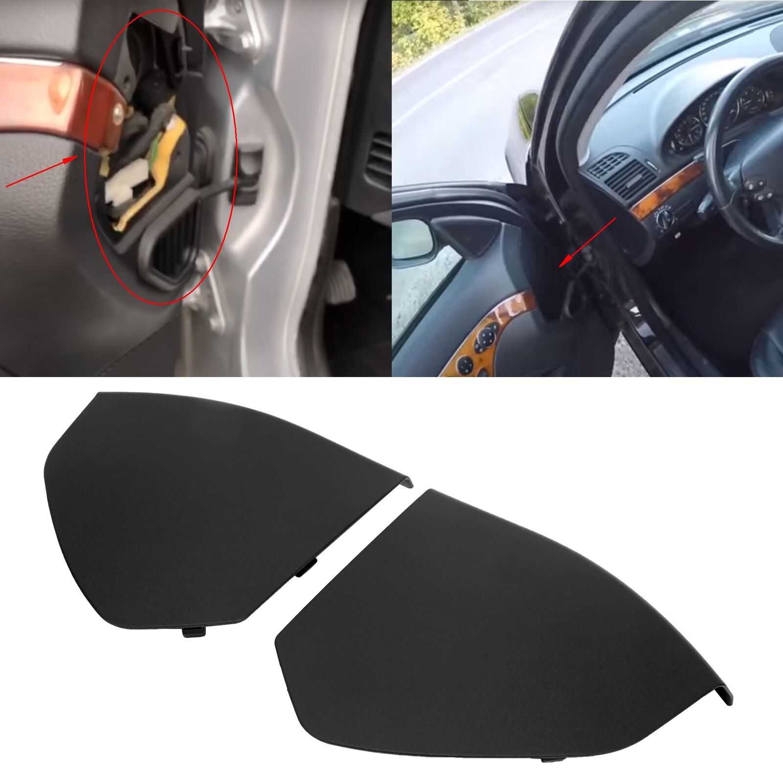 2pcs Front Door Upper Cover 211‑727‑02‑48‑9B51 2117270148 2117270147 Fit for Mercedes Benz W211 E‑Class 2003