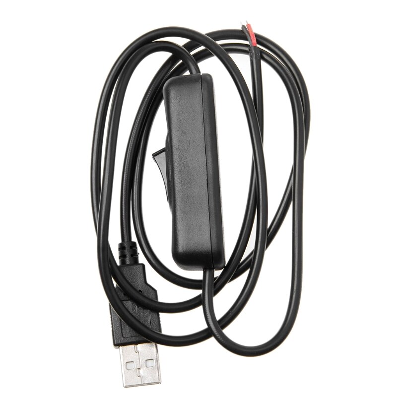 5V USB 2.0 Male Jack 2Pin 2 Draad Power Charge Cable Cord DIY 1m Draad Met Schakelaar: Black