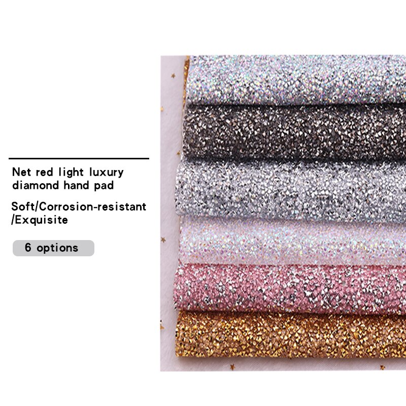 Esterilla de mesa para manicura, cojín brillante de diamantes de imitación, almohadilla plegable lavable para salón de manicura, herramienta de manicura para práctica de descanso de manos