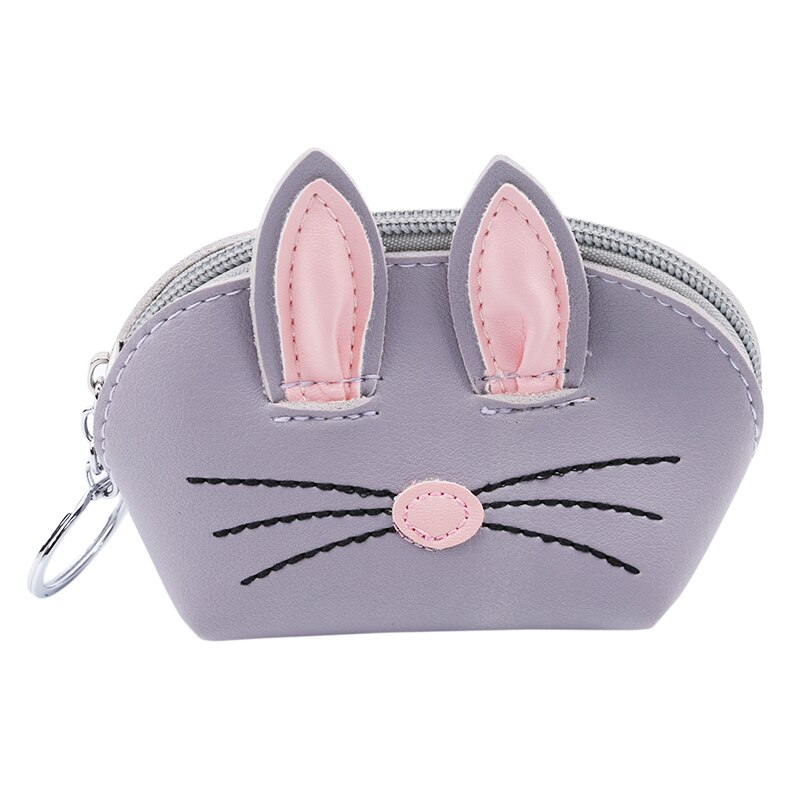 Cute Bunny Rabbit Coin Bag Key Bag Women Girls Cartoon Wallet Card Holder Long Wallet Purse: light purple