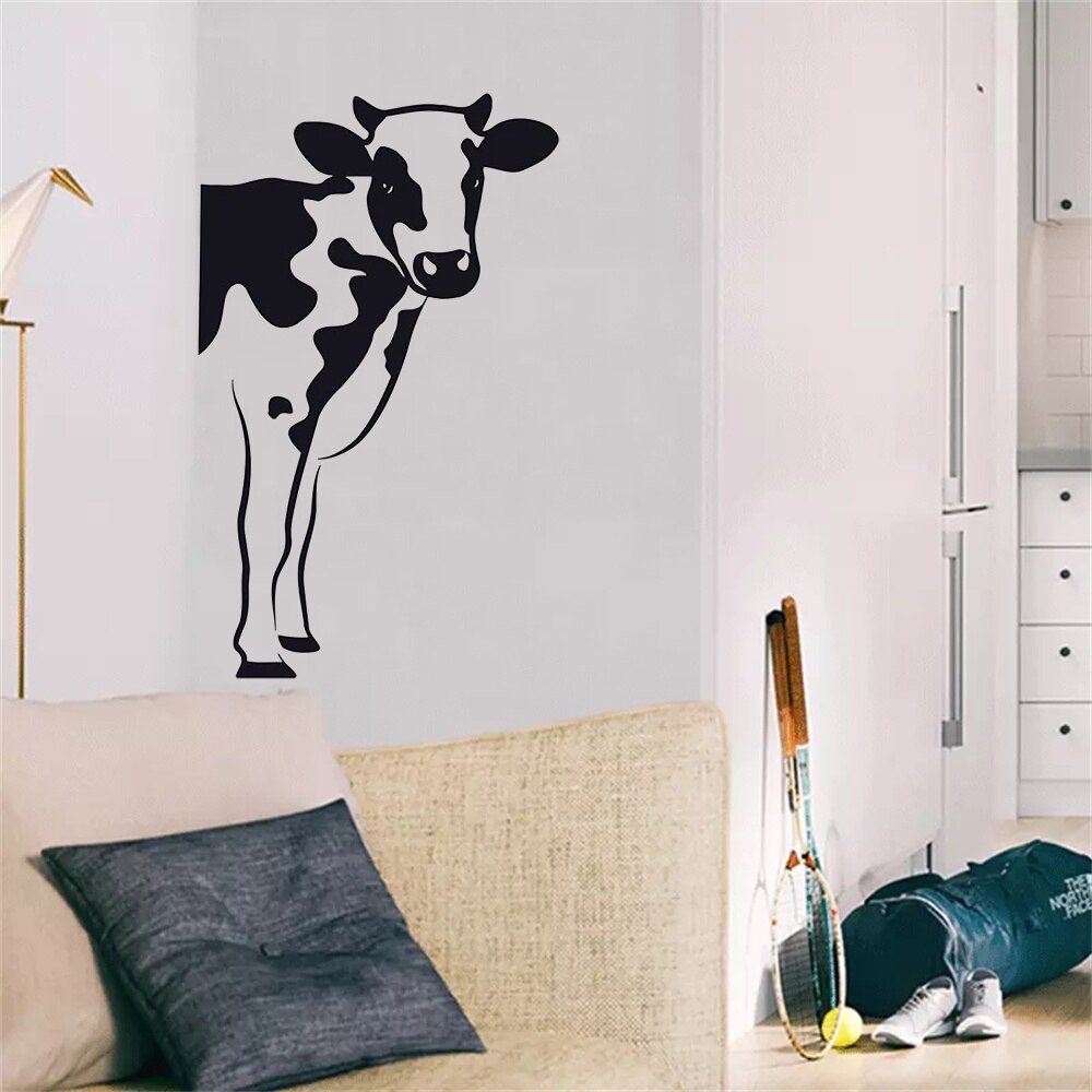 Dier Koe Muur Decor Voor Keuken Vinyl Home Decor Boerderij Zuivel Sticker Verwijderbare Interieur Decoratie Muurschildering Behang