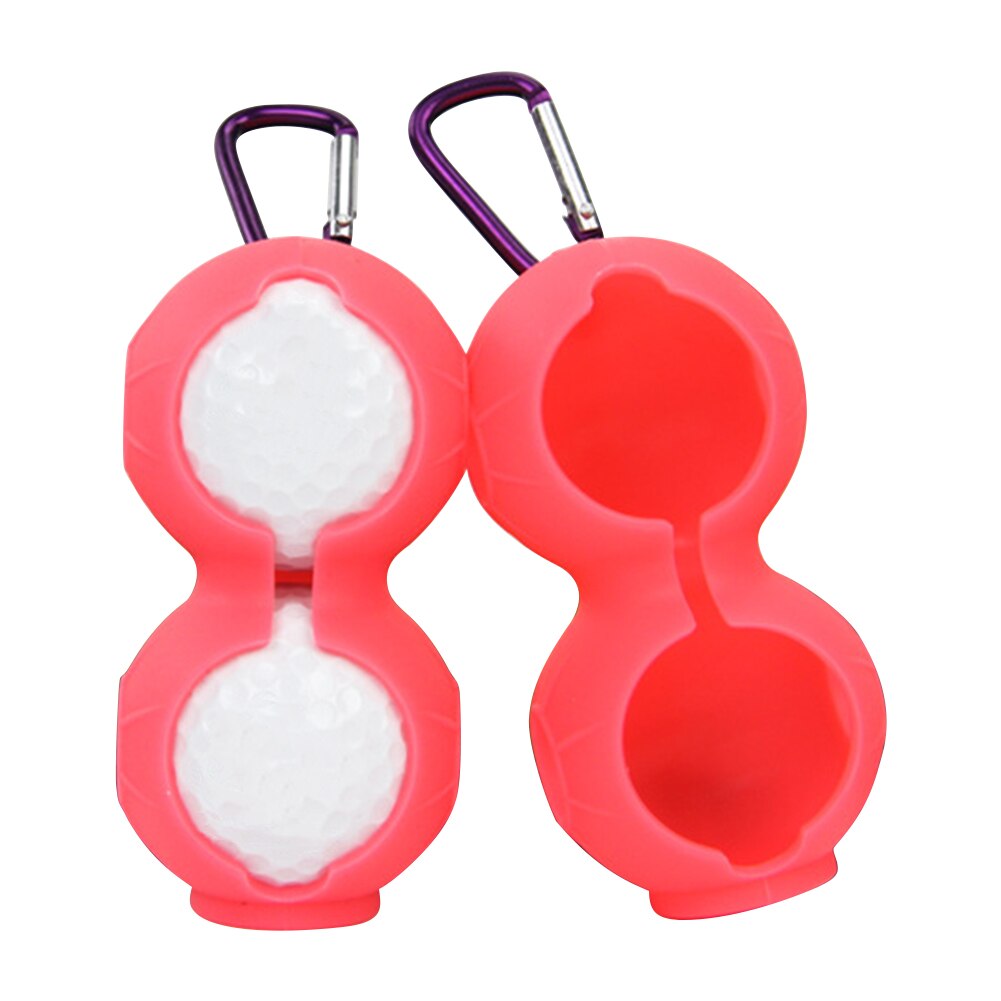 Sportgereedschap, zachte siliconen golfbal, beschermende opberghoes met karabijnhaak, sleutelhanger, opbergtas voor golfaccessoires: Roze dubbel gat