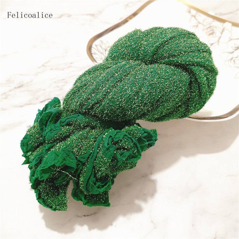 2pcs Silver Nylon Stocking Flowers Material DIY High-density Silk Stocking Making Simulation Flowers Handmade Ronde Flower: 2 Pieces Green1