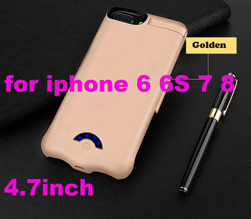 Ultra-thin 10000mAh Battery Charger Case For iPhone 8 7 6s 6 plus Power Bank Backup Charger Case for iPhone 6 6s 7 8 X 11 Pro: 6 6s 7 8 Gold