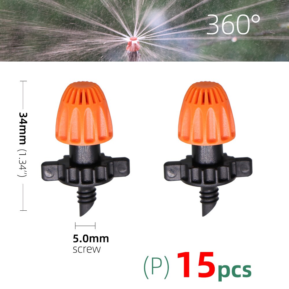 15PCS 90°/180°/360°/Strip Garden Watering Nozzles Irrigation Spraying Sprinklers Angle Optional Stakes Barbs Screw Connectors: Px15pcs