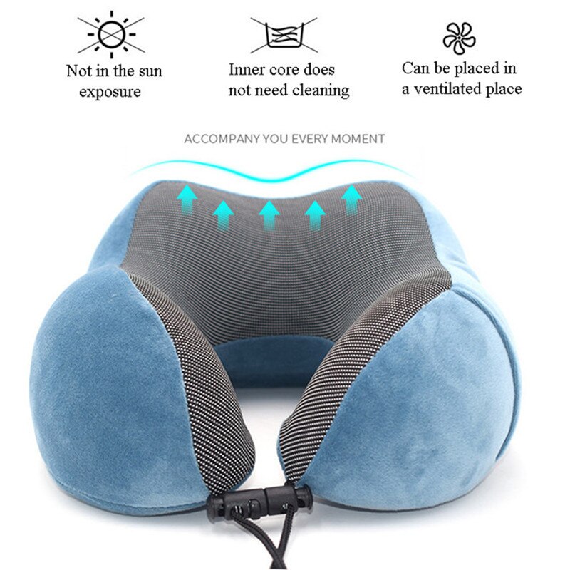 Travel Pillow Memory Foam Neck and Cervical Pillow for Airplane Car Office Napping Pillows U Shape Flight Head Chin Support Cush