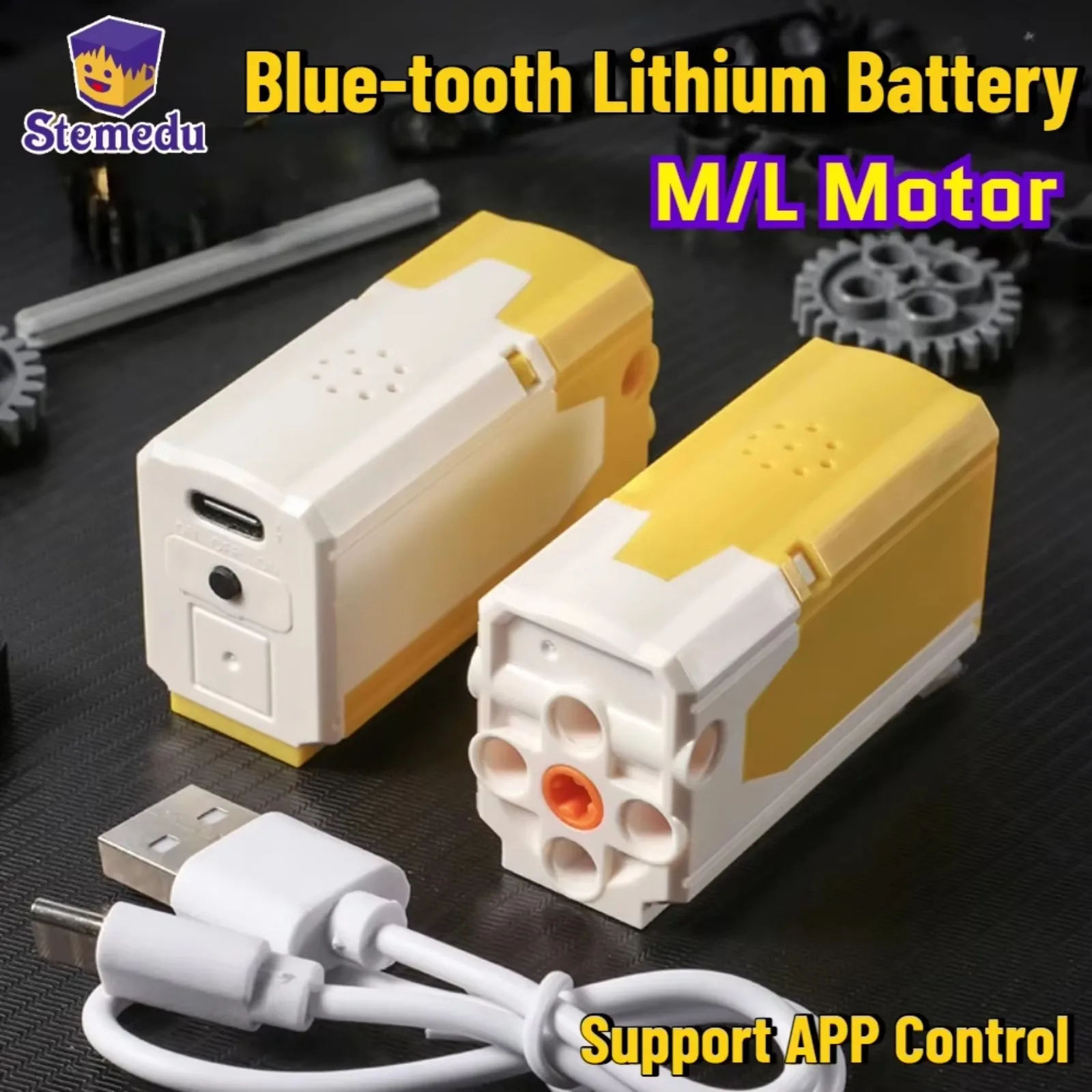 MOC Oplaadbare M L-motor APP-bediening Lithiumbatterij Blue-tooth Compatibel met 8883 High-Tech PF-montageonderdeel 9686