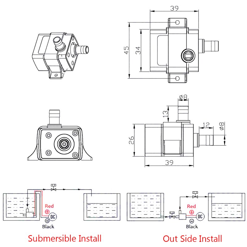 Mini DC12V 3M 240L/H Brushless Motor Submersible Water Pump