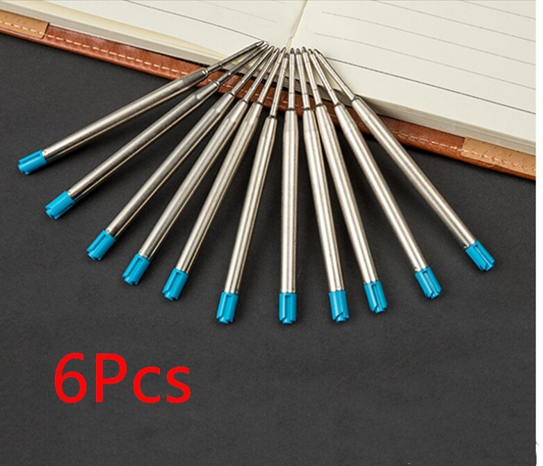 Metal Ballpoint Pen Refills Office School Stationery Pen DIY Choose Blue Black Refills Pen: Blue 6 Pcs