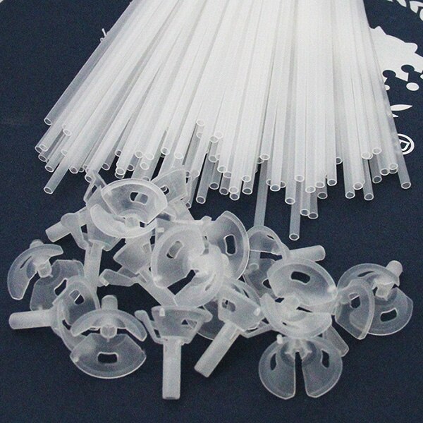 10 stk/parti 40cm latex ballonpind gennemsigtig hvid pvc stænger holder pinde med kop bryllup fødselsdag fest forsyning ballon værktøj: Hvid / 100 stk