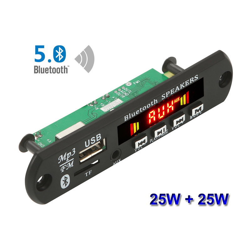 2*25w amplificador bluetooth mp3 placa decodificadora carro mp3 player módulo de gravação usb rádio fm aux para alto-falante áudio handsfree diy