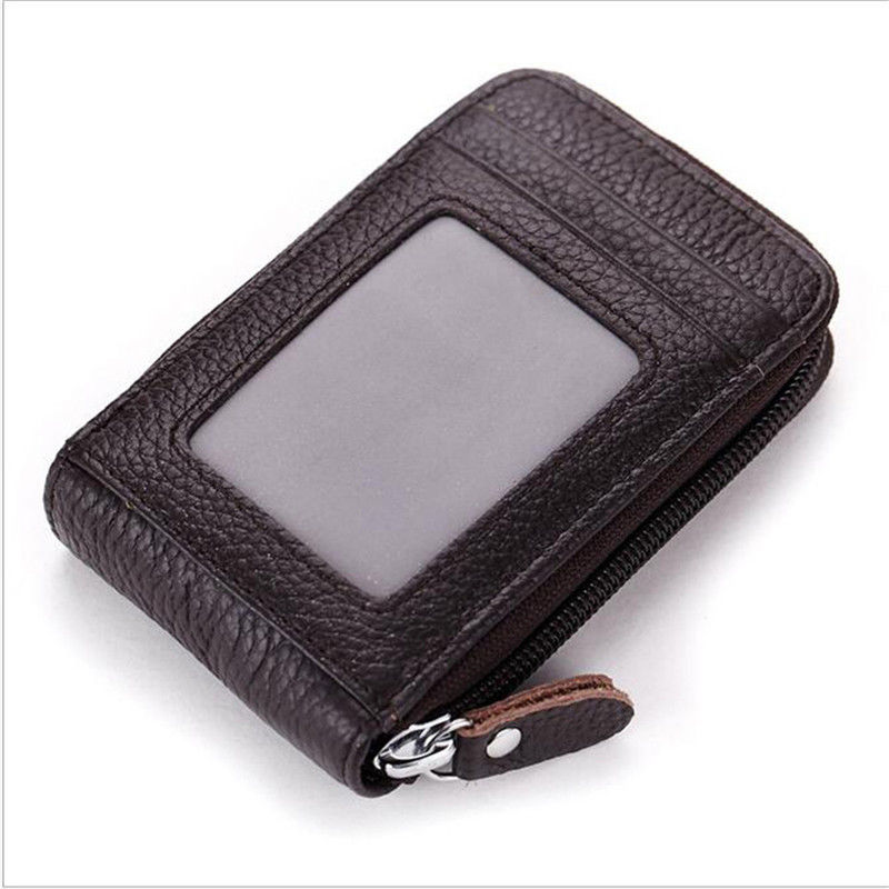 Leather Unisex Card Holder Wallets Female Credit Card Holders Women Pillow Card holder Purse: Coffee