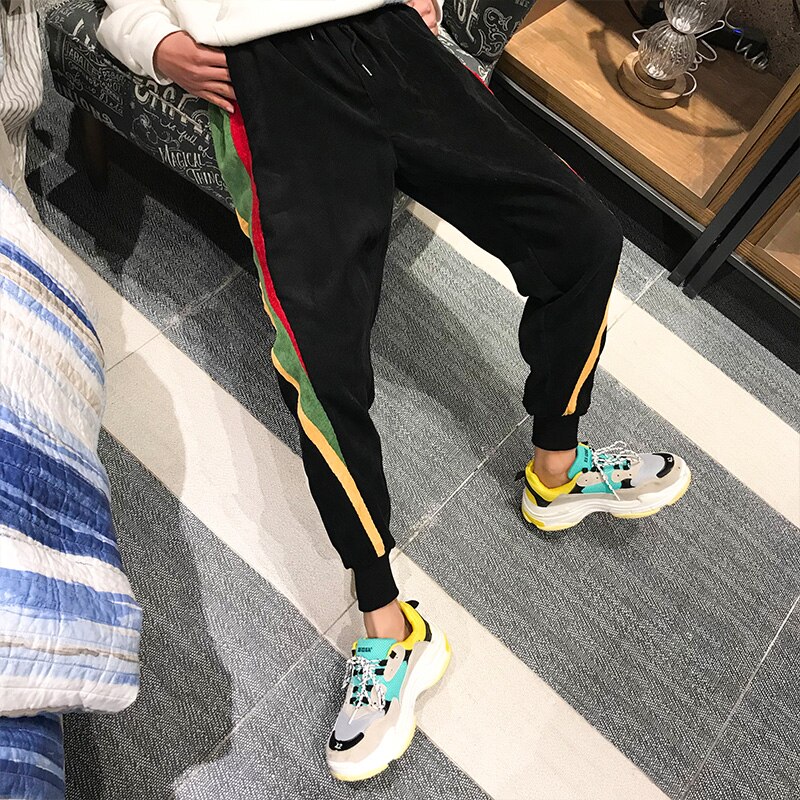 Rua hip-hop calças simples vestido estilo ginásio jogging temperamento calças soltas calças de fitness masculina roupas masculinas musculação