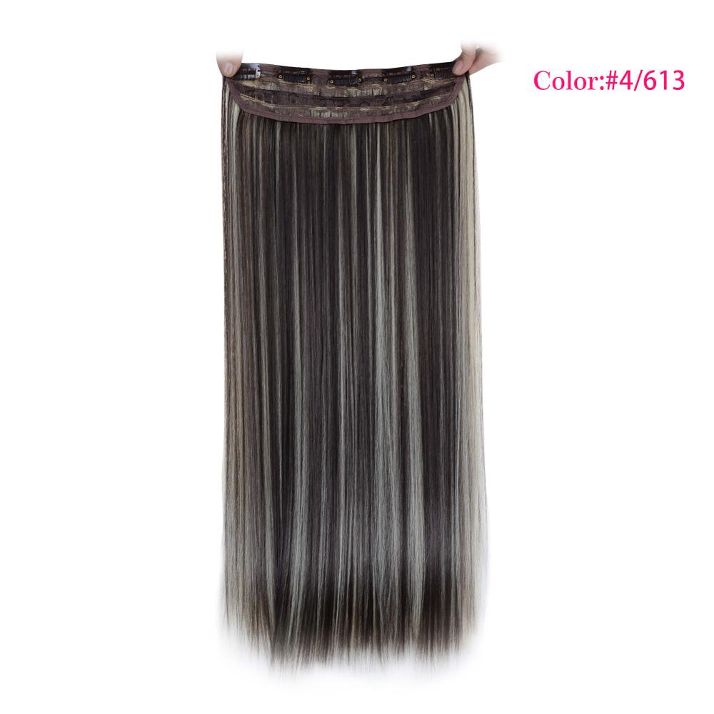 Valen Pruiken 22 inch 5 Clips In Een Stuk Pure Kleur Straight Stijl Haar Clip Op Een Stuk Synthetisch Haar extensions Voor Vrouwen: P4/613
