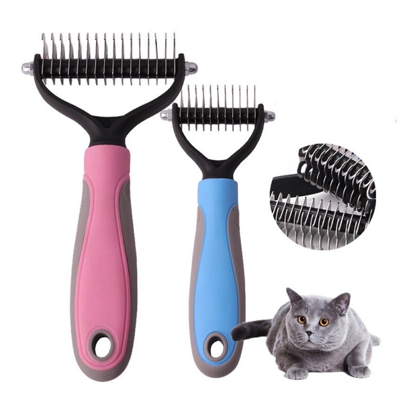 Dog Cat Hair Removal Comb Detangler Fur Trimming Dematting Deshedding Brush Grooming Tool for Matted Long Hair Curly