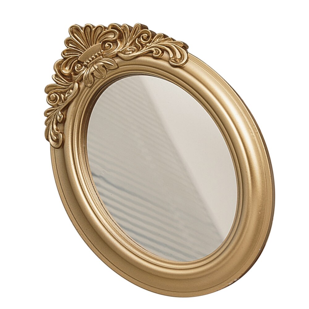 Plateau de miroir décoratif rétro, 1 pièce, décor de prise de vue, miroir décoratif (doré)