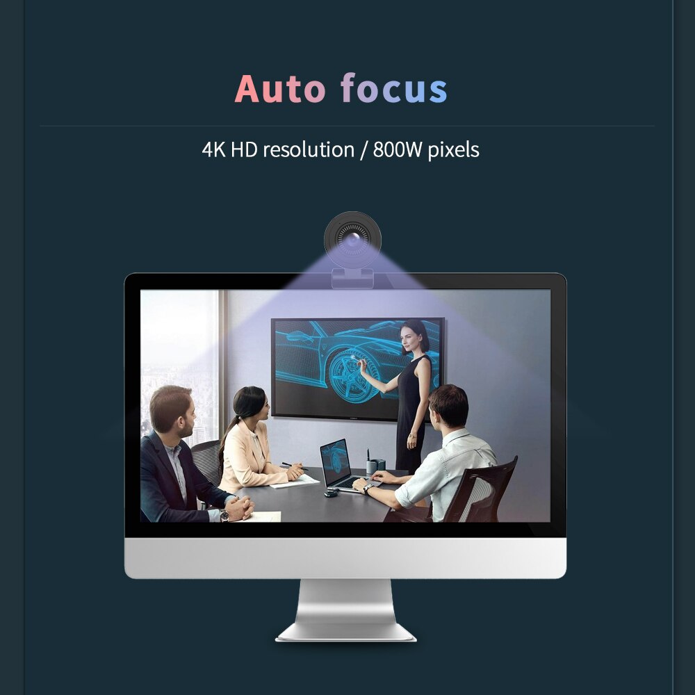 TISHRIC C180 Auto Focus 4K Full HD Webcam Web Cam Web Camera With Microphone For PC Computer Mac Laptop Desktop