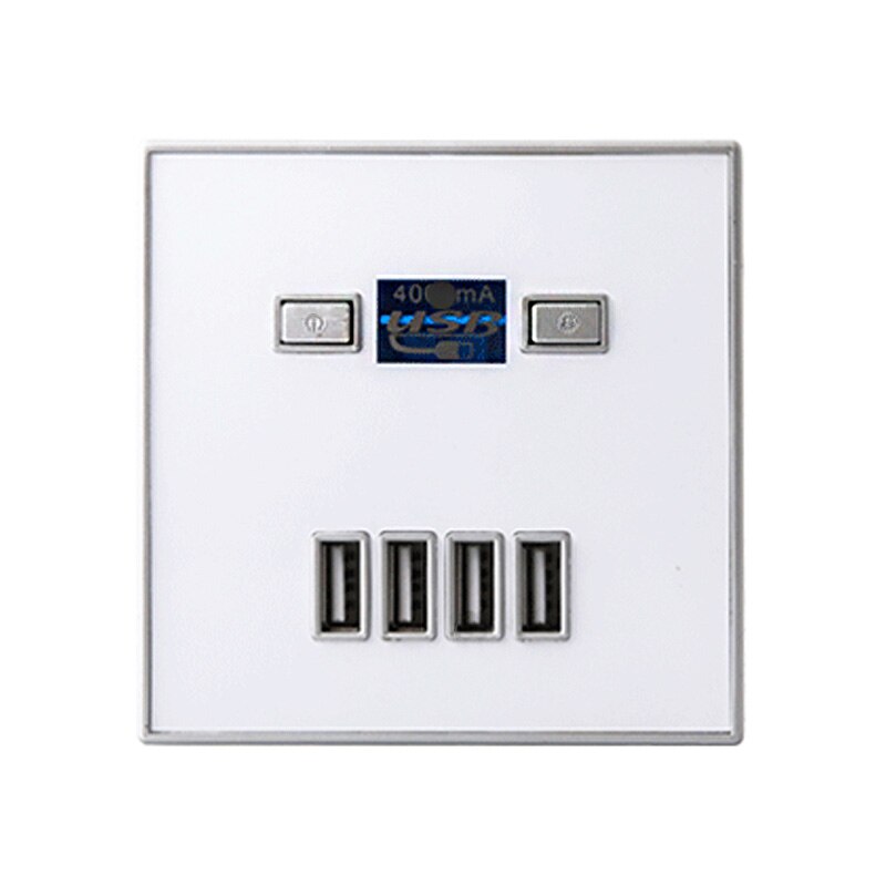 4-Poort Snellader Thuisgebruik Stopcontact Usb Stopcontact 86*86mm 4000MA: White