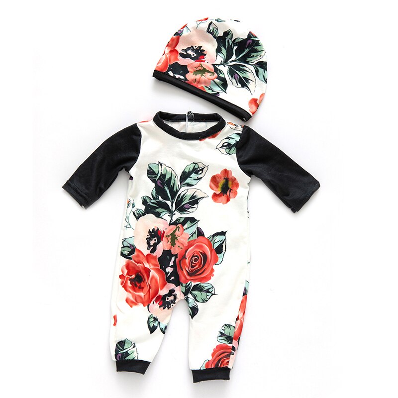 pass 17 tommers født baby 43cm dukke klær tilbehør 3- stykke lue rose kjole til baby bursdag festival