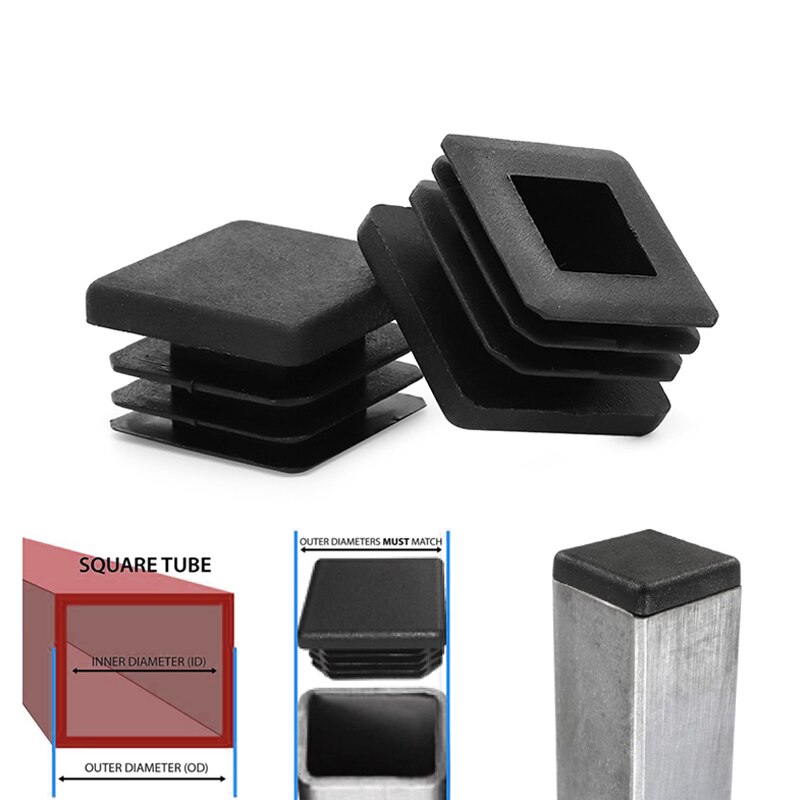 1 "hålpropp i fyrkantigt rör svart plastlock 1 x 1 tum slanginsats glid 10/20/30/40/50 st