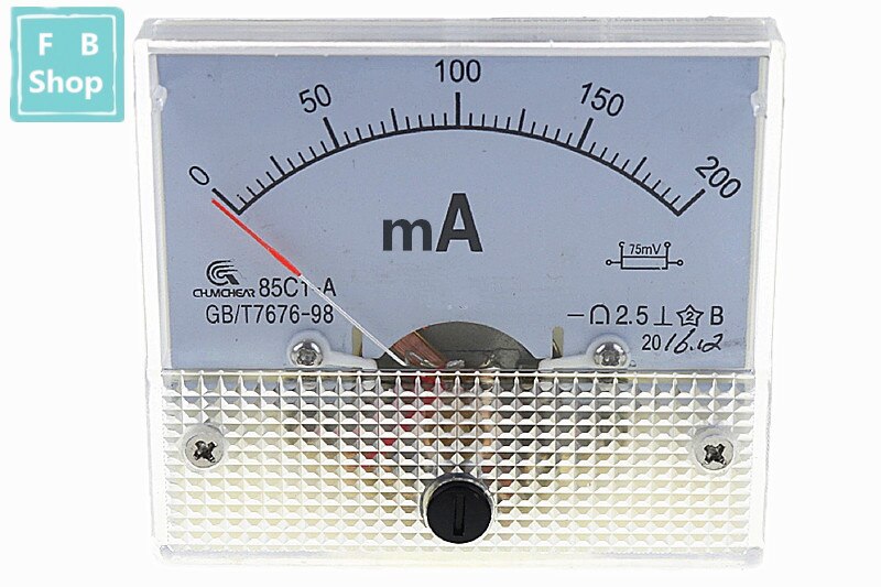 1 Uds 85C1-mA 30mA 50mA 100mA 200mA 300mA 500mA DC puntero amperímetro 85C1 analógica de la serie AMP medidor 64*56mm tamaño: 200mA