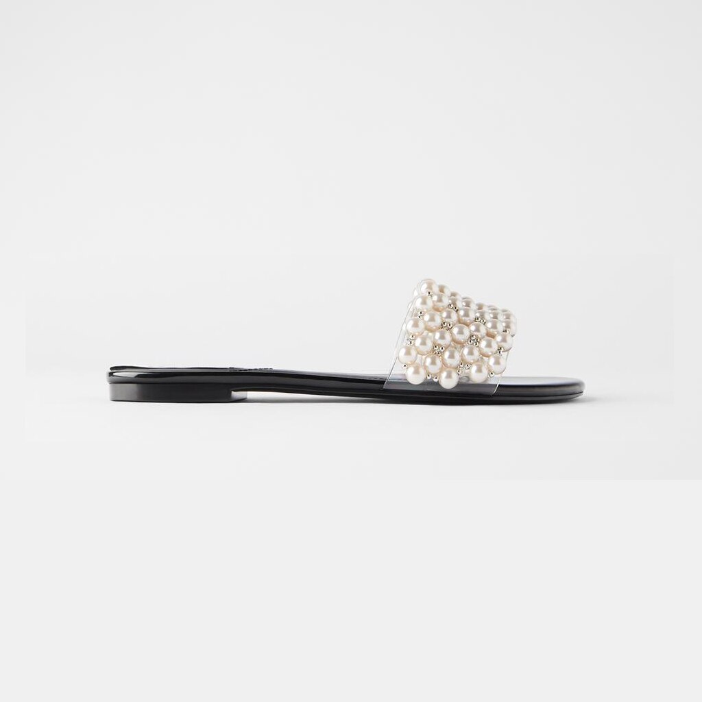 Summer Pearl String Bead Slippers Womens Flat Sandals Beach Shoes Casual Slippers Female Womens pearl Shoes: 7