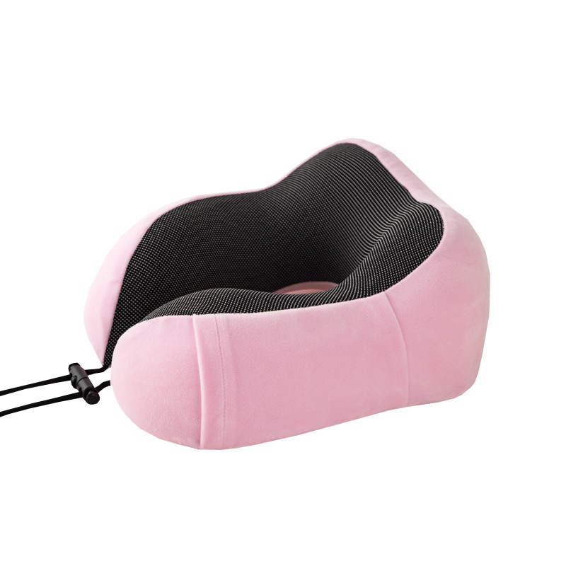 memory foam neck pillow massage cushion travel vacation car seat rest: Pink