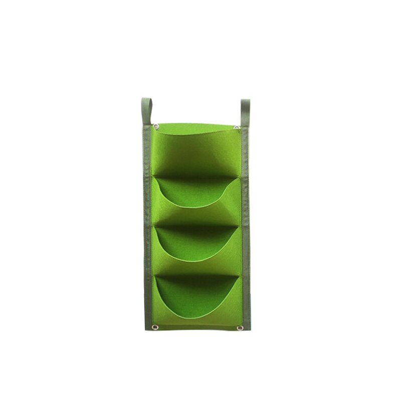 Vertical Hanging Garden Planter Flower Pots Layout Waterproof Wall Mount Hanging Flowerpot Bag Indoor Outdoor Use: 1pc 4Pocket Green